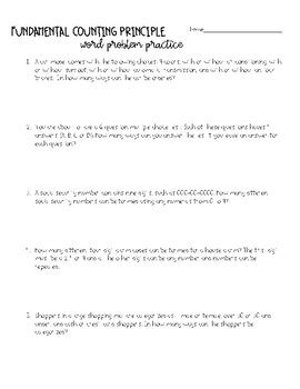 fundamental counting principle word problems.